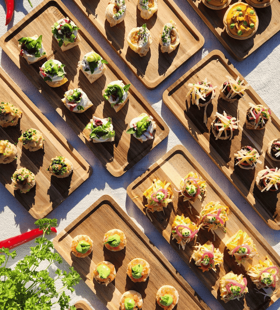 Table full of vegan canapes